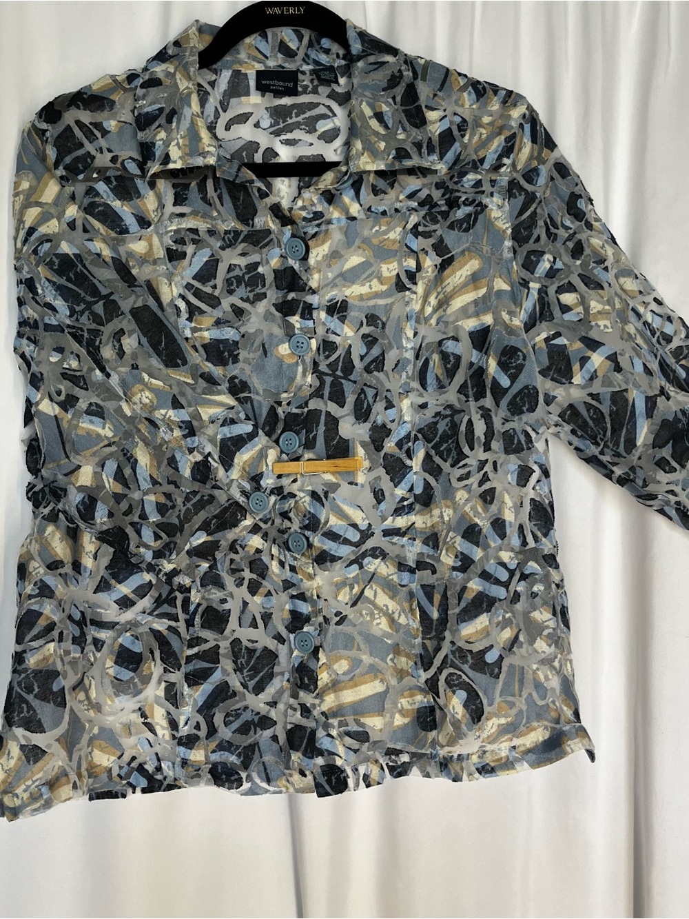Westbound Blue, Black & Gold Abstract Button-Down Shirt